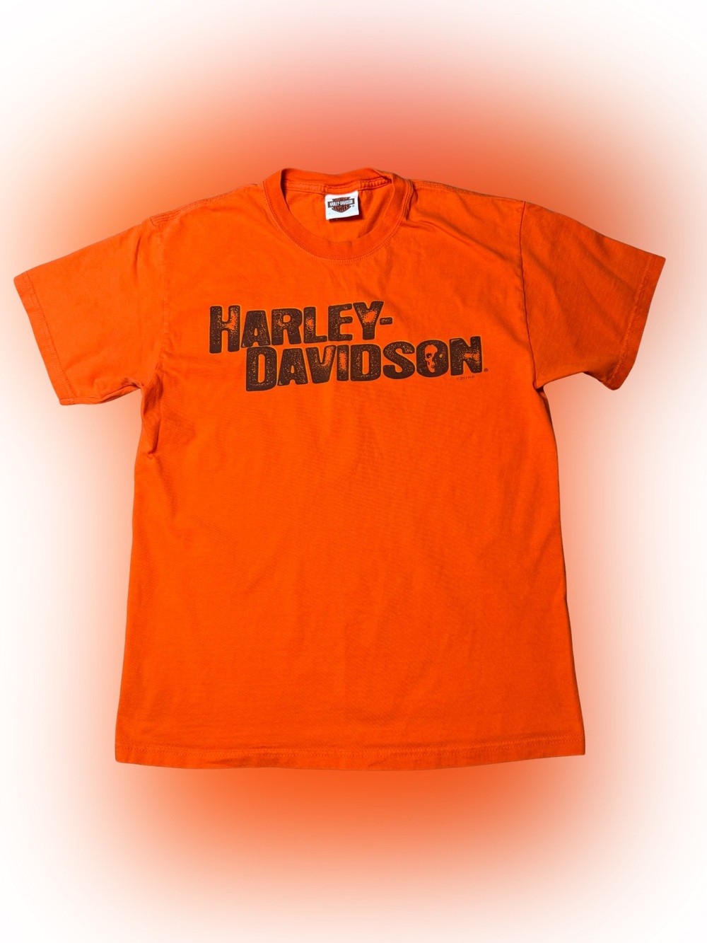 Harley Davidson MEDIUM Orange Graphic T-Shirt Skull Cotton Springfield, IL